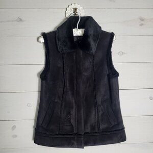 Women's Vest Faux Suede Fur Lined Zip Up Cozy Elegant